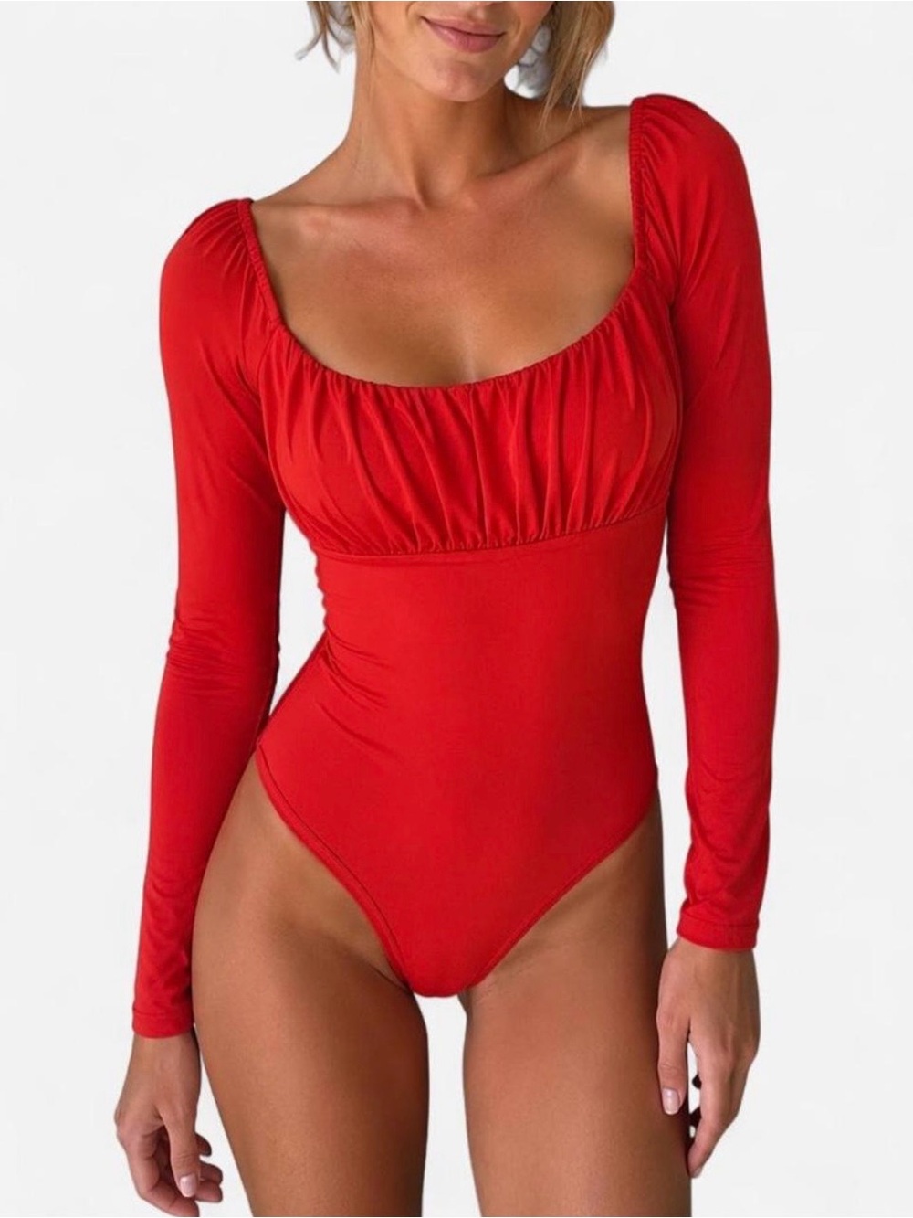 Princess Polly Red Long Sleeve Bodysuit Date Night Holiday Women’s Sz 4 Small